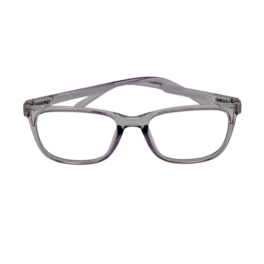 Premium Transparent Grey-Lilac Rectangle Eyeglass Frames – Minimalist Full-Rim