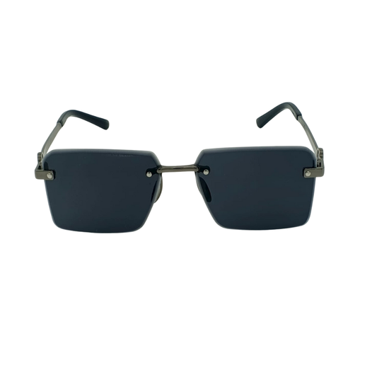 Rimless Stealth Black Titanium Sunglasses – Gunmetal V Logo Edition