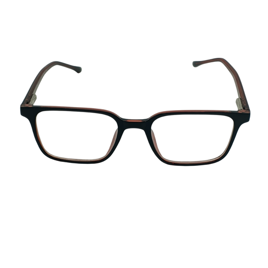 Retro Two-Tone Square Eyeglasses – Black & Translucent Red Frame