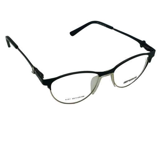 IMPERIAL Women’s Cat-Eye Half-Rim Glasses – Matte Black & Gold (Model 8151)