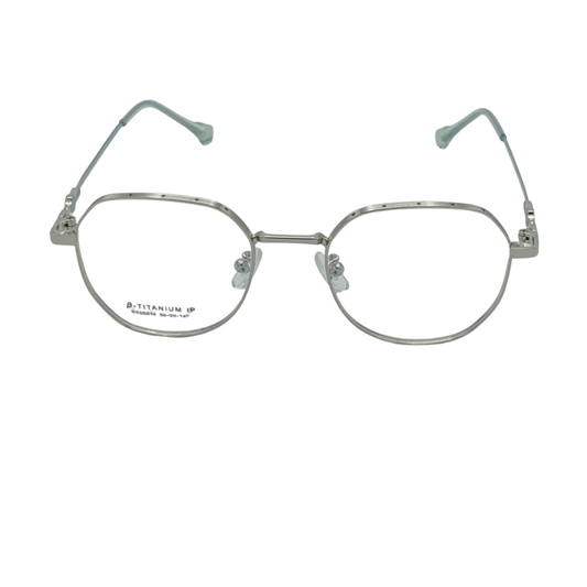 Pure β-Titanium IP Anti-Blue Light Glasses – Vintage Round Ultra-Light Frame Silver