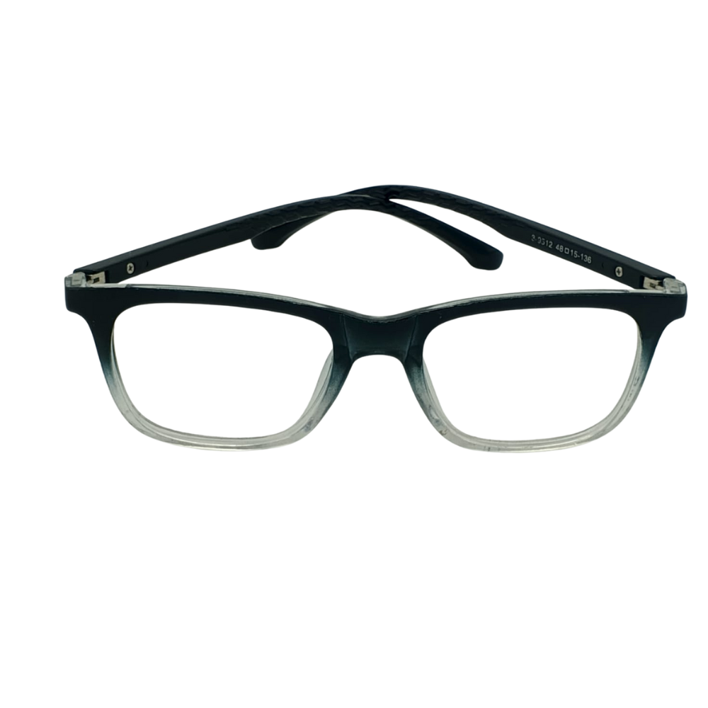 Retro Square Acetate Frame – Dark Green-to-Clear Gradient