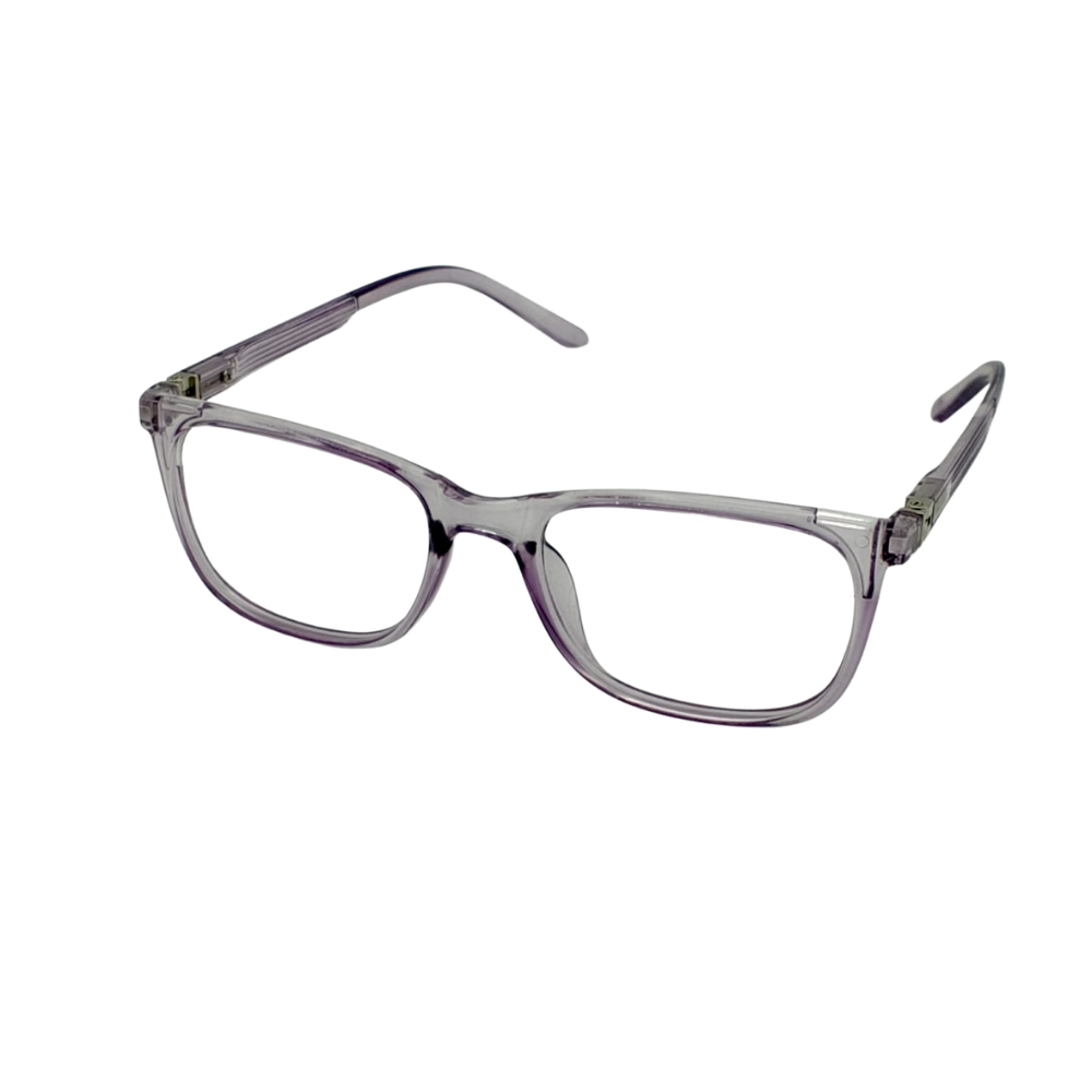 Premium Transparent Grey-Lilac Rectangle Eyeglass Frames – Minimalist Full-Rim