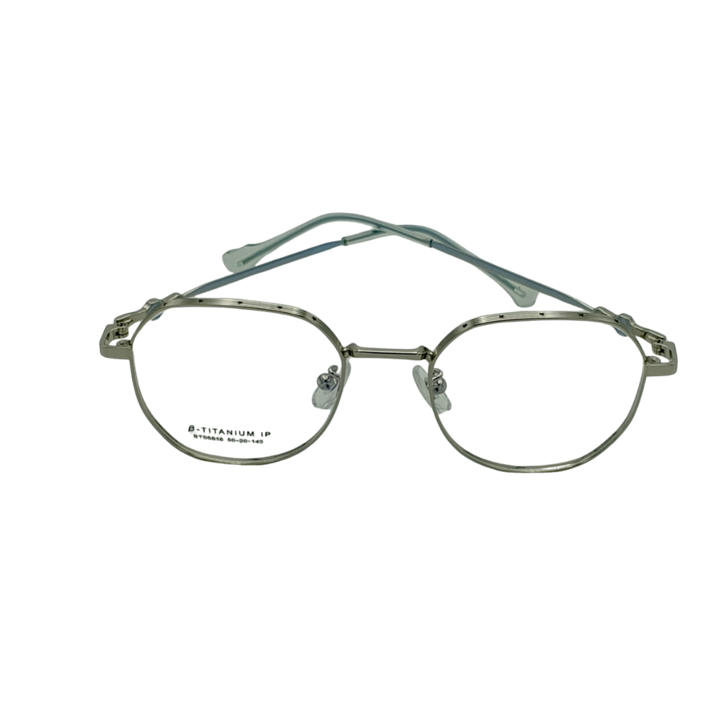 Pure β-Titanium IP Anti-Blue Light Glasses – Vintage Round Ultra-Light Frame Silver
