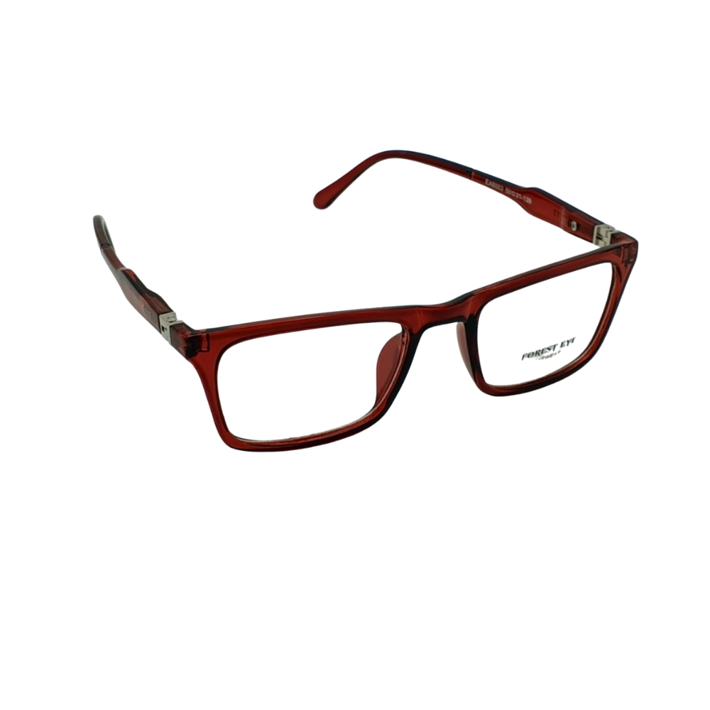 Forest Eye Transparent Wine Red Rectangle Eyeglass Frames – Bold & Modern Full-Rim