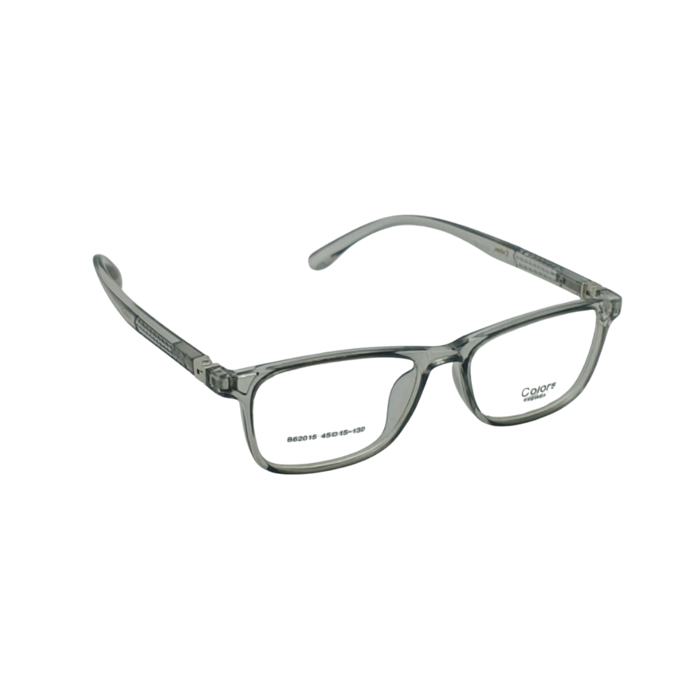 Transparent Grey Rectangle Full-Rim Eyeglasses Frame