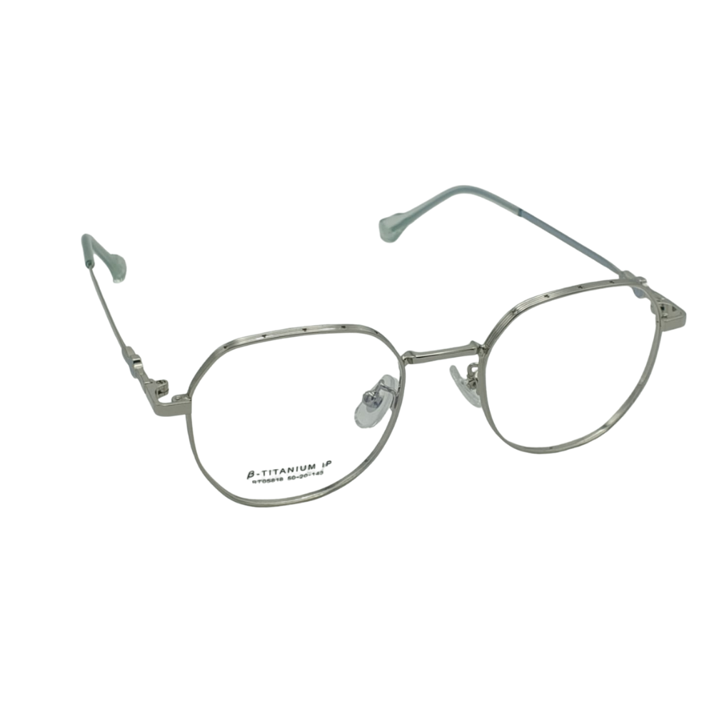 Pure β-Titanium IP Anti-Blue Light Glasses – Vintage Round Ultra-Light Frame Silver