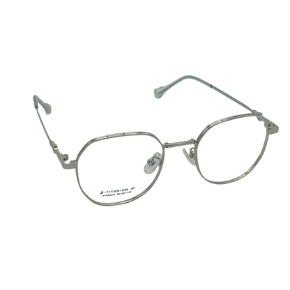 Pure β-Titanium IP Anti-Blue Light Glasses – Vintage Round Ultra-Light Frame Silver