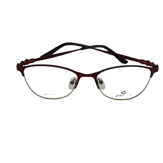 Women’s Anti-Blue Light Cat-Eye Half-Rim Glasses – Wine Red & Gold (Model HK009)