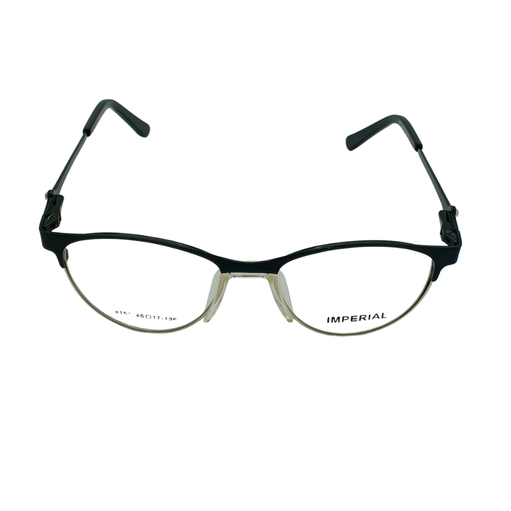 IMPERIAL Women’s  Cat-Eye Half-Rim Glasses – Matte Black & Gold (Model 8151)