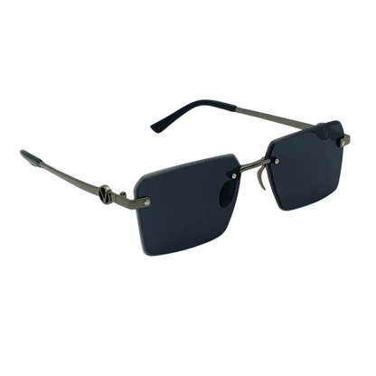 Rimless Stealth Black Titanium Sunglasses – Gunmetal V Logo Edition