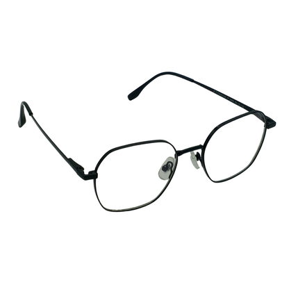 Unisex Anti-Blue Light Glasses – Retro Geometric Polygon Metal Frame Matte Black