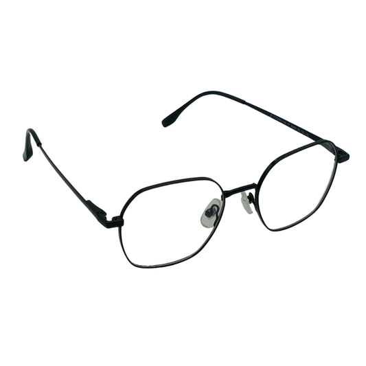 Unisex Anti-Blue Light Glasses – Retro Geometric Polygon Metal Frame Matte Black