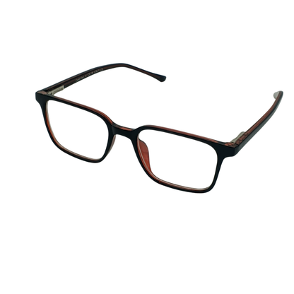 Retro Two-Tone Square Eyeglasses – Black & Translucent Red Frame