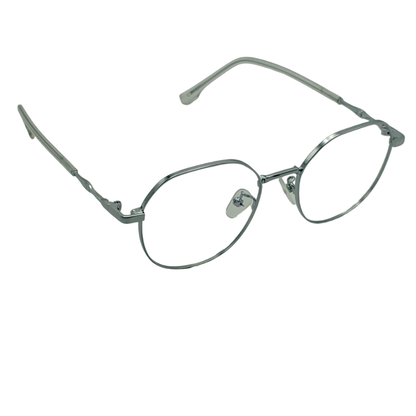 Vintage Round Metal Glasses – Silver Frame with Transparent Temples