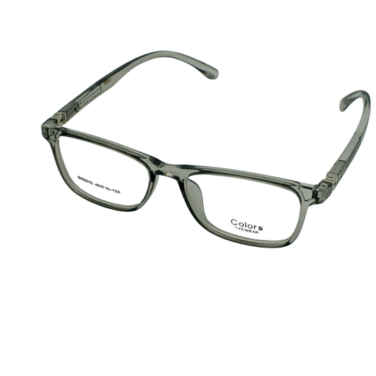 Transparent Grey Rectangle Full-Rim Eyeglasses Frame