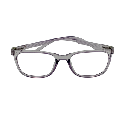 Premium Transparent Grey-Lilac Rectangle Eyeglass Frames – Minimalist Full-Rim