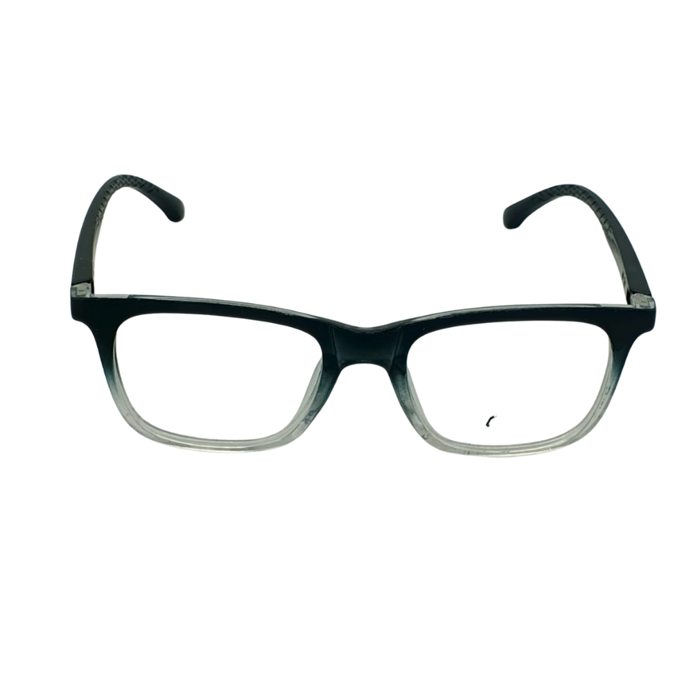 Retro Square Acetate Frame – Dark Green-to-Clear Gradient