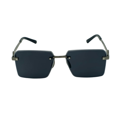 Rimless Stealth Black Titanium Sunglasses – Gunmetal V Logo Edition