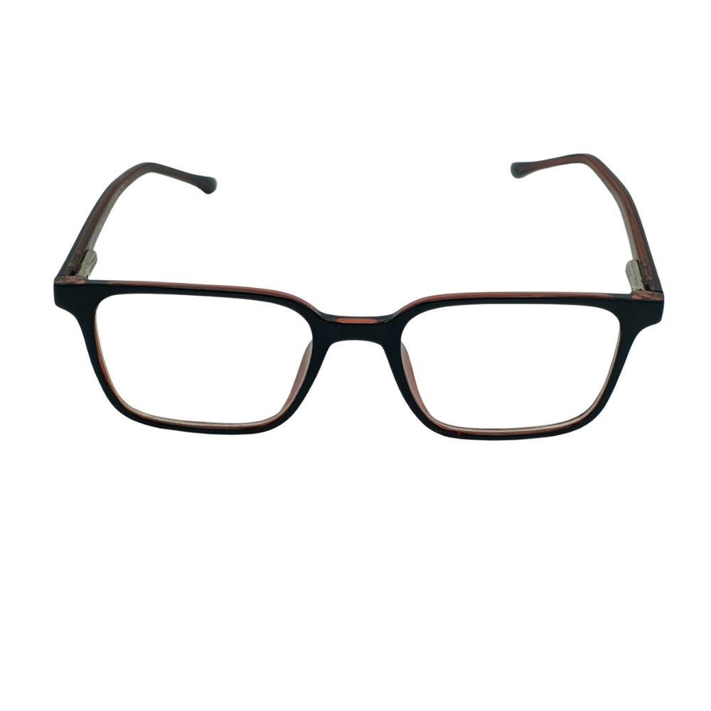Retro Two-Tone Square Eyeglasses – Black & Translucent Red Frame