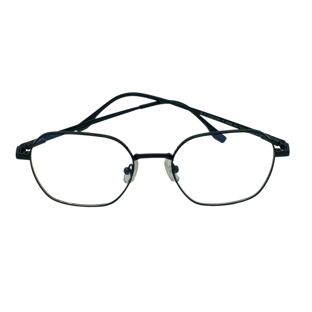 Unisex Anti-Blue Light Glasses – Retro Geometric Polygon Metal Frame Matte Black