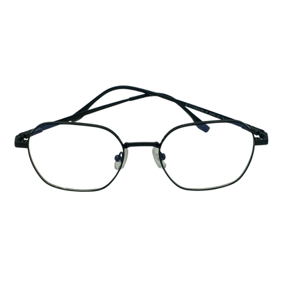 Unisex Anti-Blue Light Glasses – Retro Geometric Polygon Metal Frame Matte Black