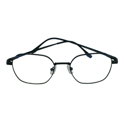 Unisex Anti-Blue Light Glasses – Retro Geometric Polygon Metal Frame Matte Black