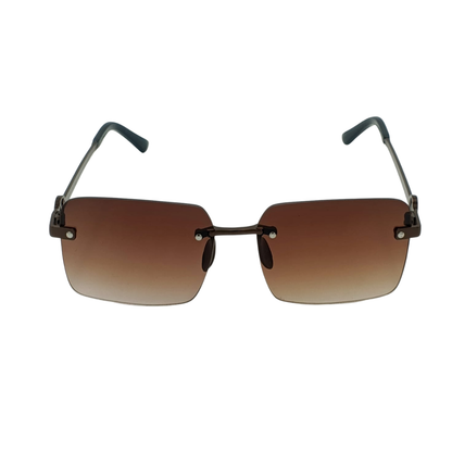 Rimless Gradient Brown Titanium Sunglasses – Bronze V Logo Luxury Edition