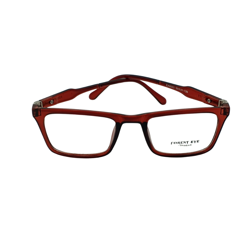 Forest Eye Transparent Wine Red Rectangle Eyeglass Frames – Bold & Modern Full-Rim