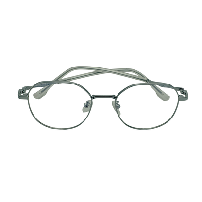 Vintage Round Metal Glasses – Silver Frame with Transparent Temples