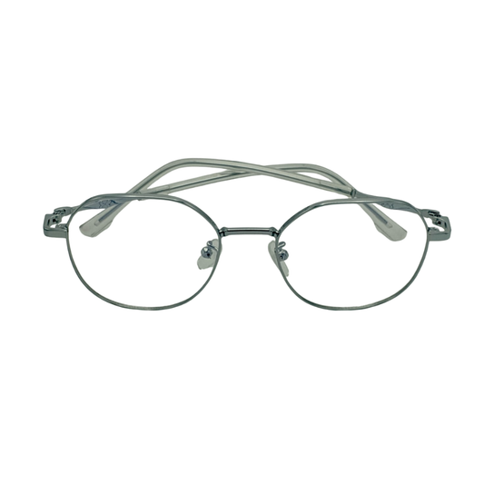 Vintage Round Metal Glasses – Silver Frame with Transparent Temples