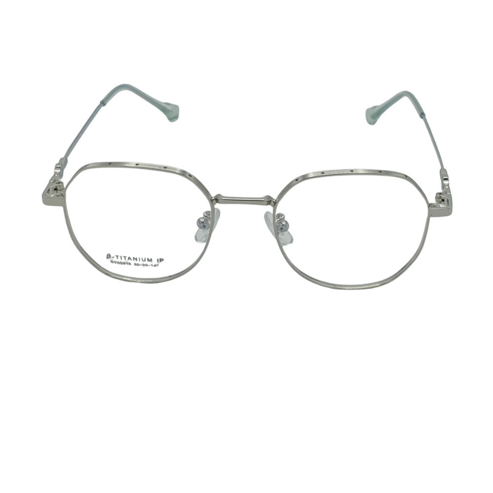 Pure β-Titanium IP Anti-Blue Light Glasses – Vintage Round Ultra-Light Frame Silver