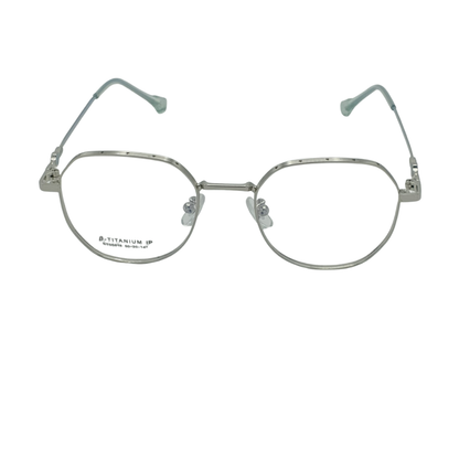 Pure β-Titanium IP Anti-Blue Light Glasses – Vintage Round Ultra-Light Frame Silver