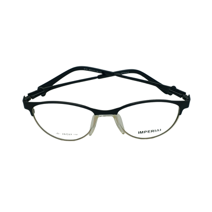 IMPERIAL Women’s  Cat-Eye Half-Rim Glasses – Matte Black & Gold (Model 8151)