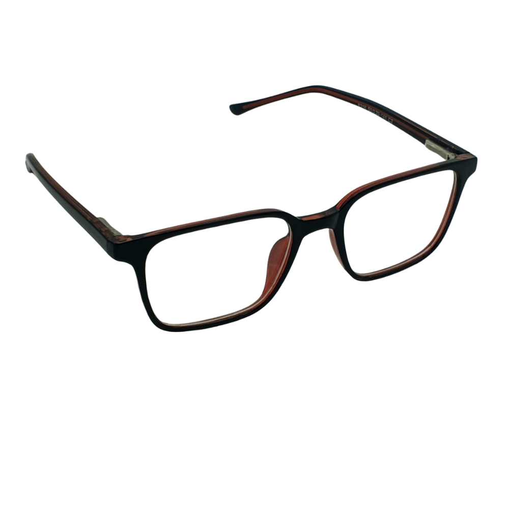 Retro Two-Tone Square Eyeglasses – Black & Translucent Red Frame