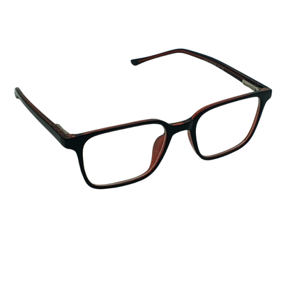 Retro Two-Tone Square Eyeglasses – Black & Translucent Red Frame