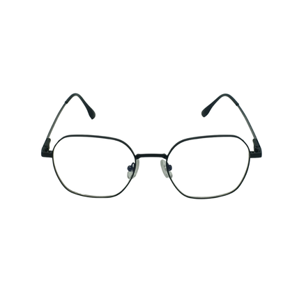 Unisex Anti-Blue Light Glasses – Retro Geometric Polygon Metal Frame Matte Black