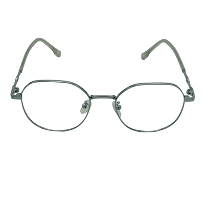 Vintage Round Metal Glasses – Silver Frame with Transparent Temples