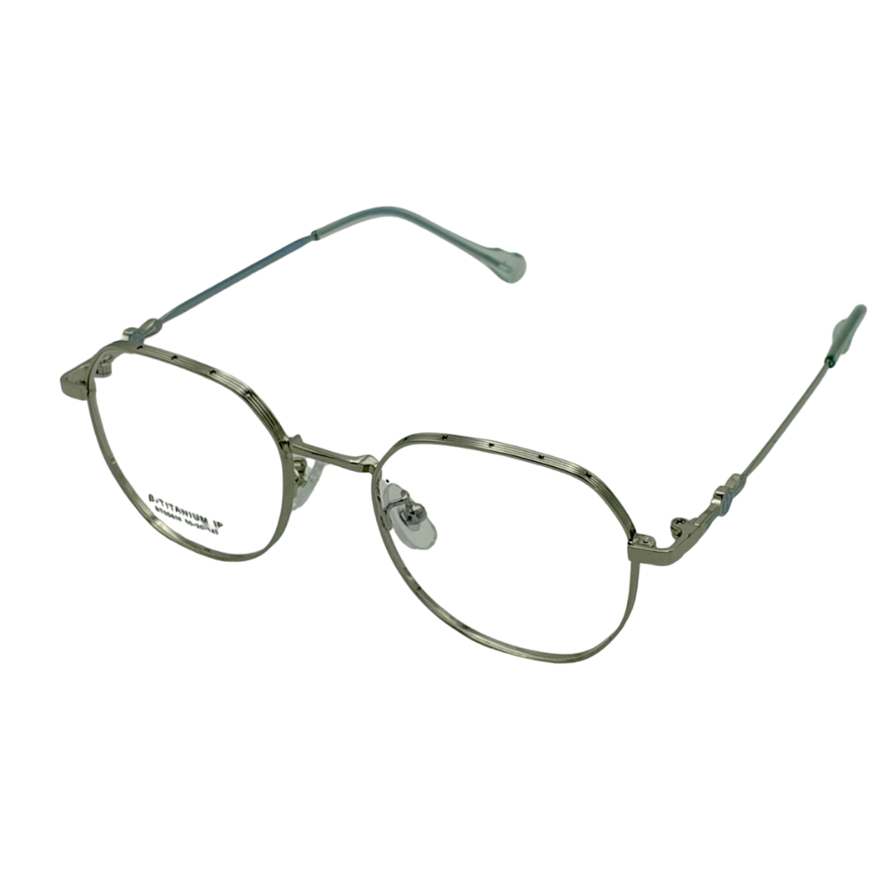 Pure β-Titanium IP Anti-Blue Light Glasses – Vintage Round Ultra-Light Frame Silver