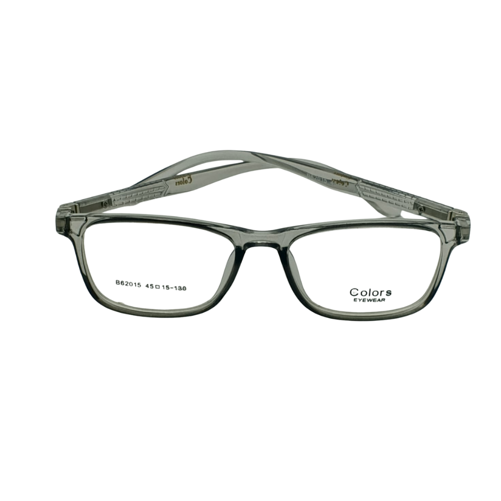 Transparent Grey Rectangle Full-Rim Eyeglasses Frame