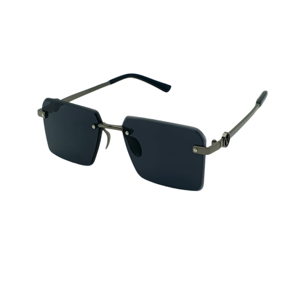 Rimless Stealth Black Titanium Sunglasses – Gunmetal V Logo Edition