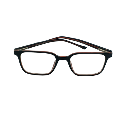 Retro Two-Tone Square Eyeglasses – Black & Translucent Red Frame
