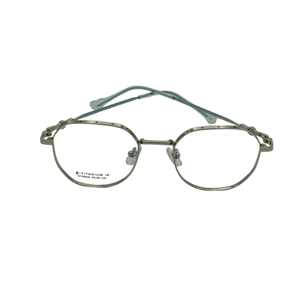Pure β-Titanium IP Anti-Blue Light Glasses – Vintage Round Ultra-Light Frame Silver