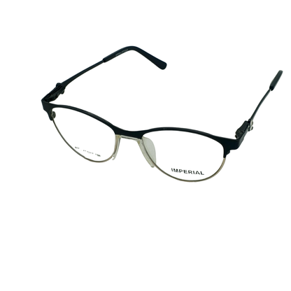 IMPERIAL Women’s  Cat-Eye Half-Rim Glasses – Matte Black & Gold (Model 8151)